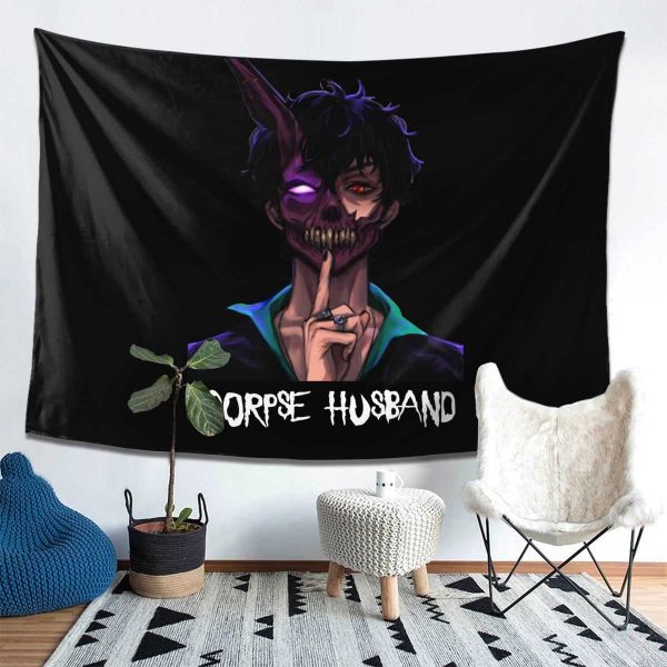 Corpse Husband Memes Tapestry Blanket Curtain Onlyhands Among Us Crewmate Imposter Game Wall Cloth Polyester Home - Corpse Husband Merch